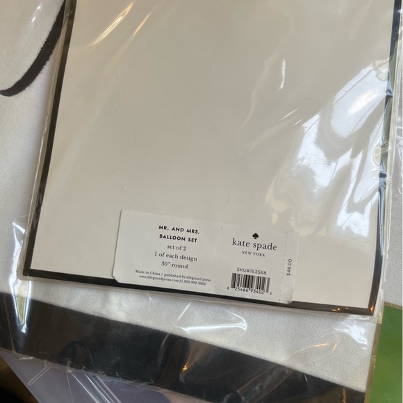 NWT Kate Spade Mr & Mrs Bundle -Balloons & Placemats - Picture 2 of 6